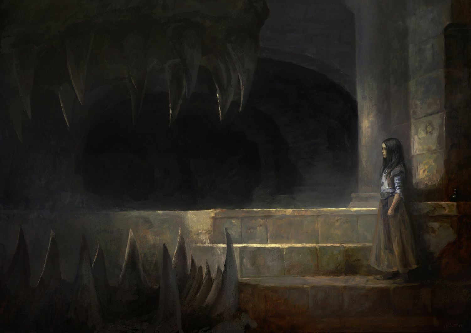 Arya Stark and Balerion's skull by Justin Sweet.jpg